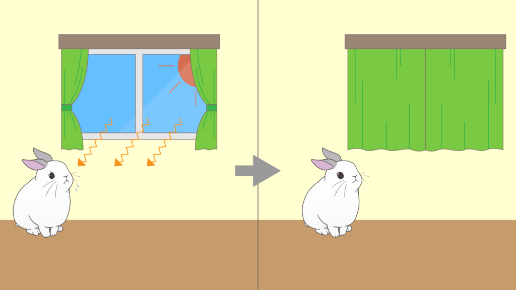 うさぎを暑さから守るために直射日光を遮ることが効果的